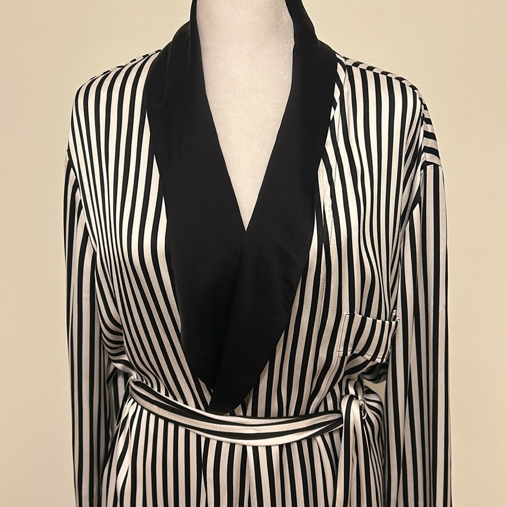 Ralph Lauren $2890 Purple Label Black and White Stripe Kalpita Coat Size 10 - Picture 6 of 15